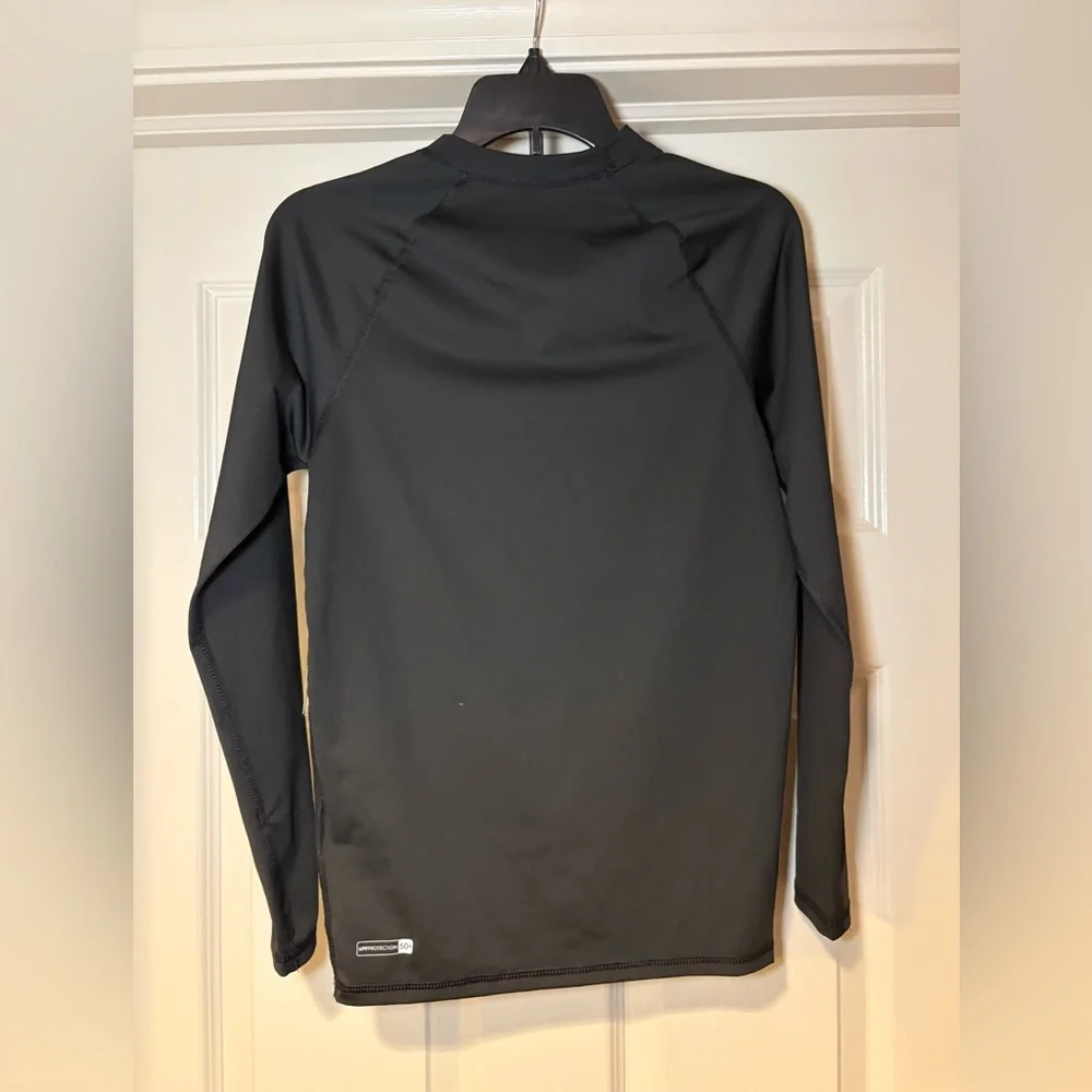 NWT Quiksilver Boys Black Long Sleeve Rashguard‎ Swim Shirt UPF 50 Summer